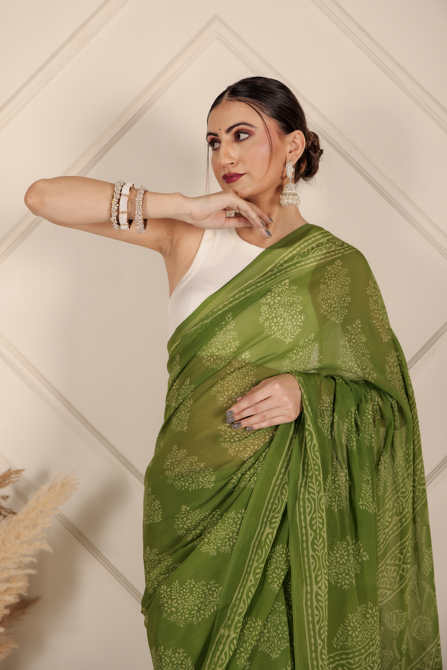 Premium Green Organza Saree