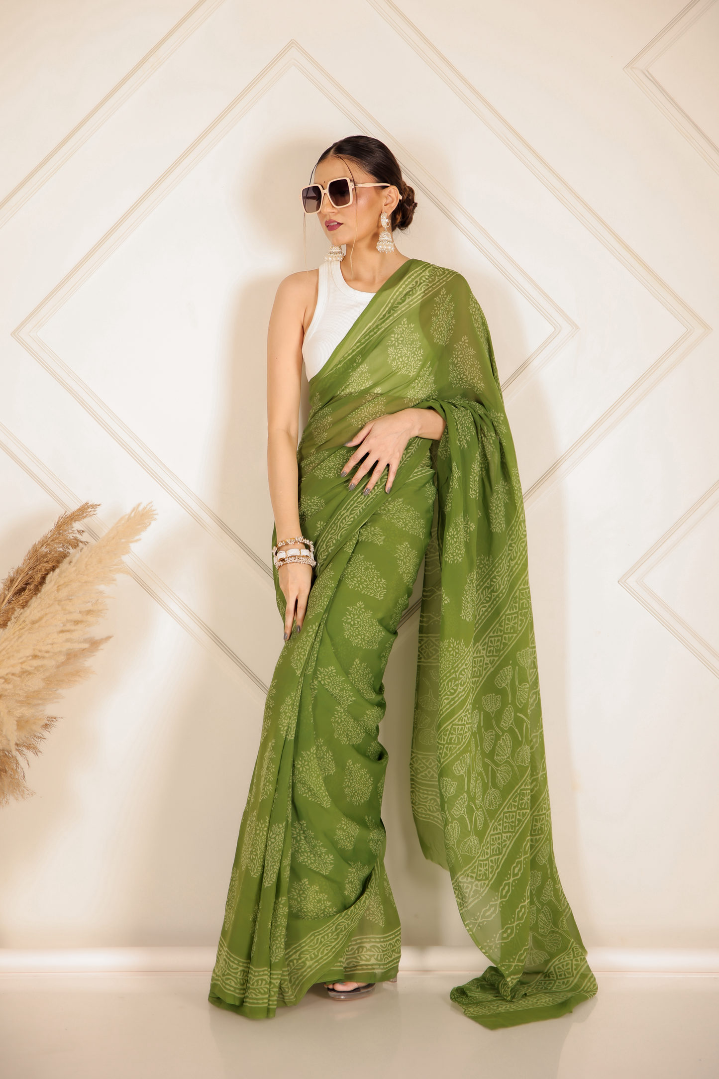 Premium Green Organza Saree