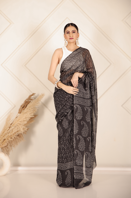 Premium Black Organza Saree