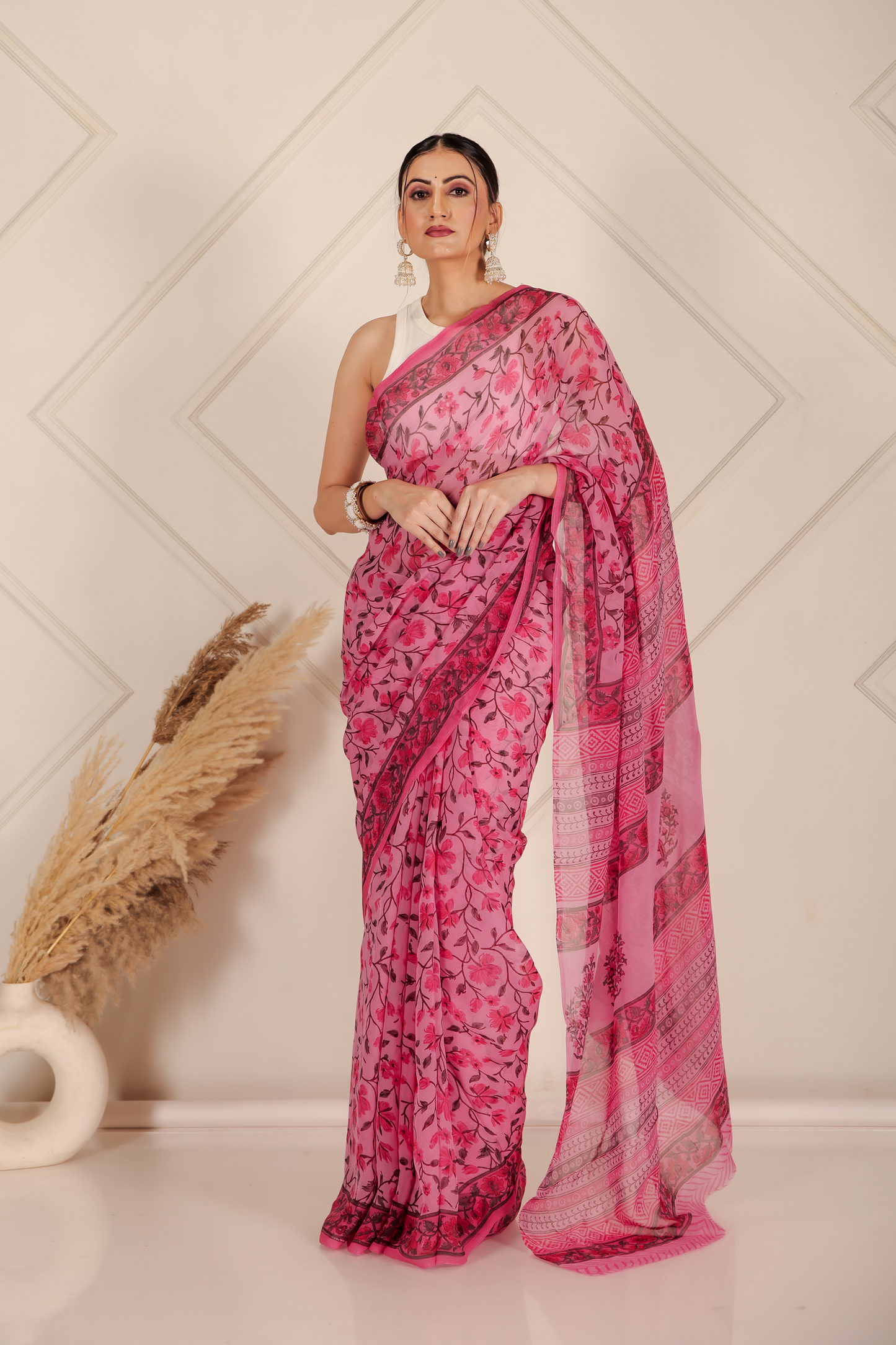 Premium Pink Organza Saree