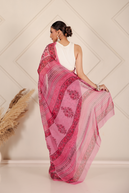 Premium Pink Organza Saree