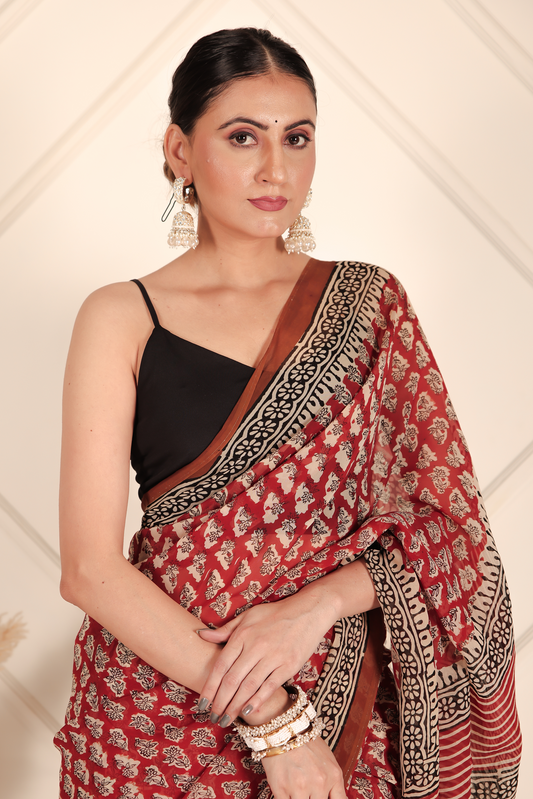 Premium Red Organza Saree