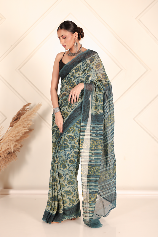 Premium Green Organza Saree