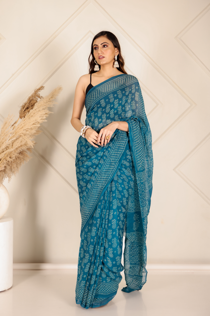 Premium Blue Organza Saree