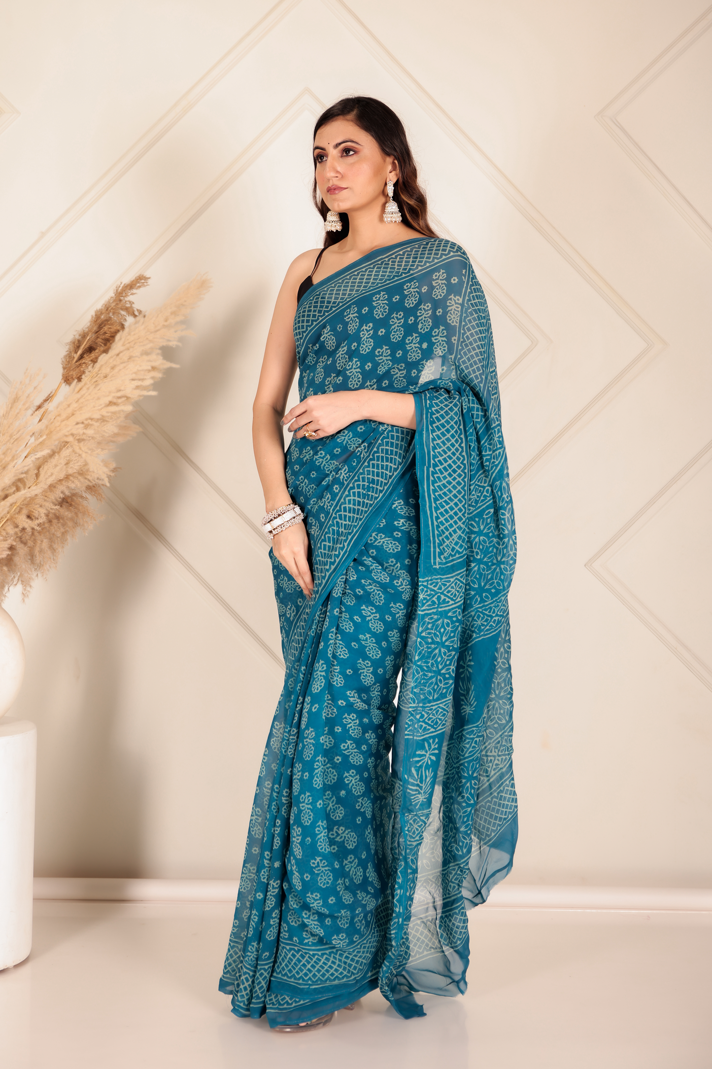 Premium Blue Organza Saree