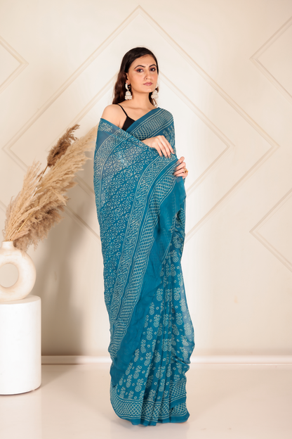 Premium Blue Organza Saree