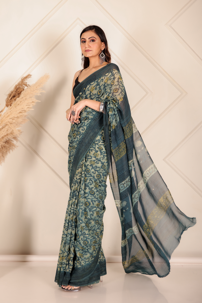 Premium Green Organza Saree