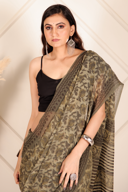 Premium Green Organza Saree