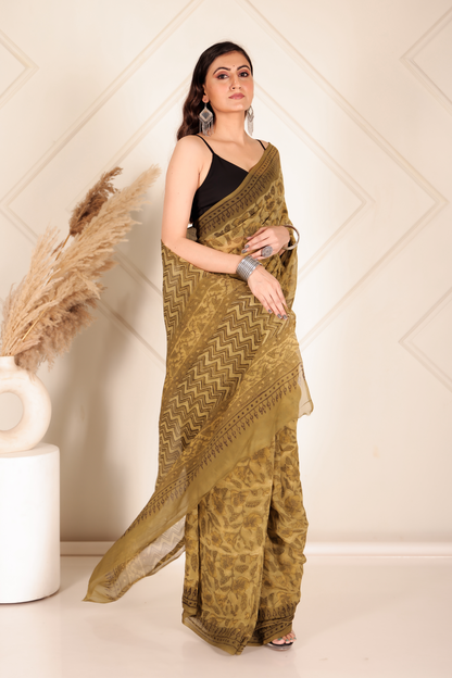 Premium Green Organza Saree