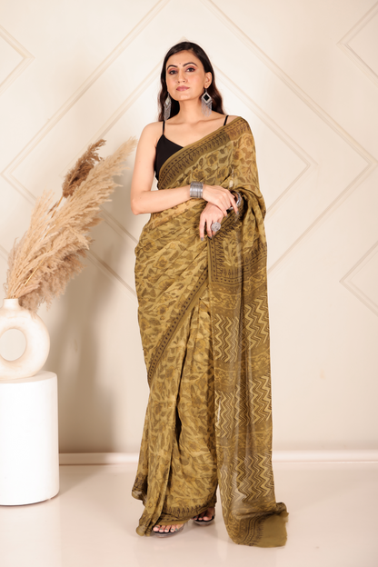 Premium Green Organza Saree