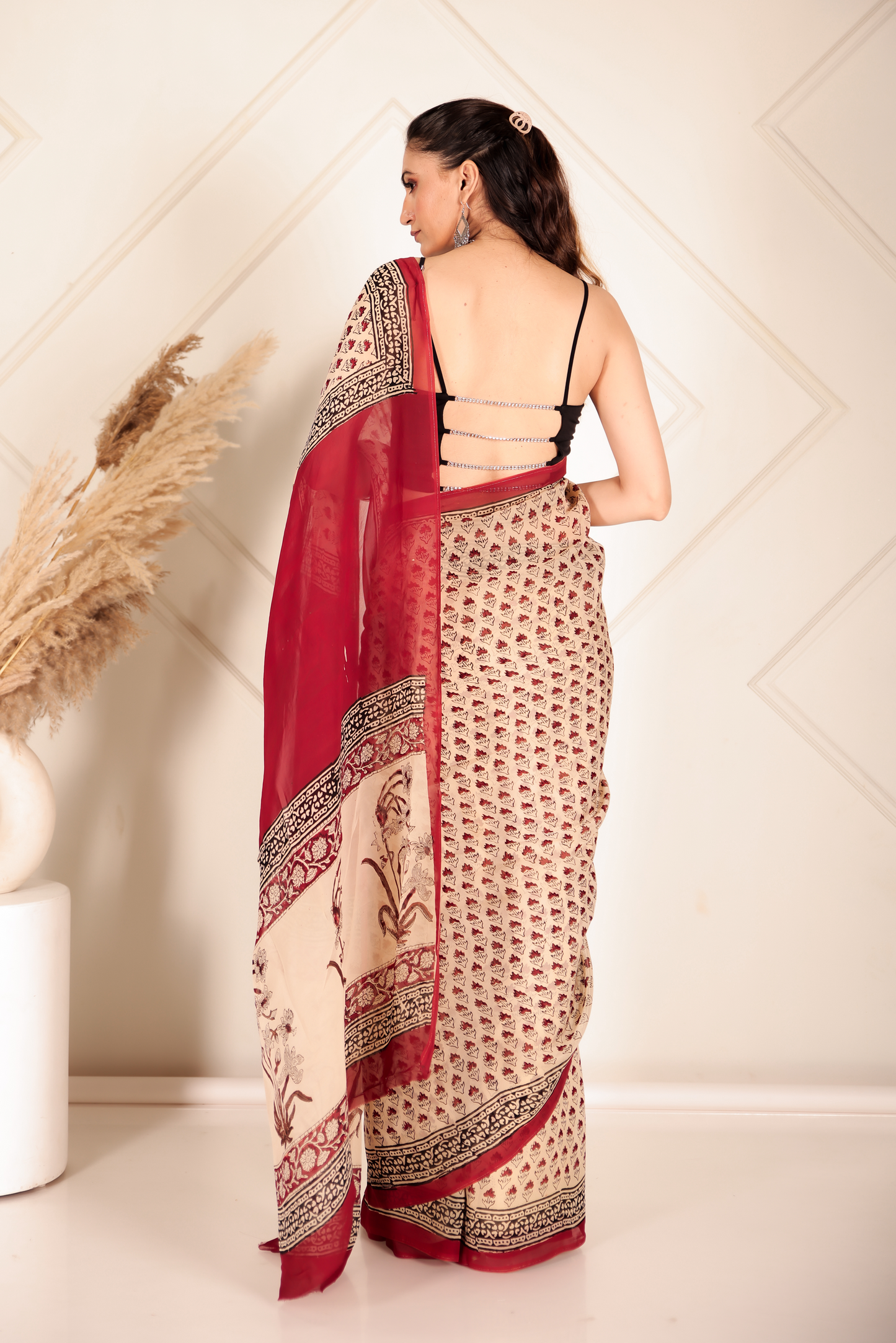 Premium Cream Organza Saree