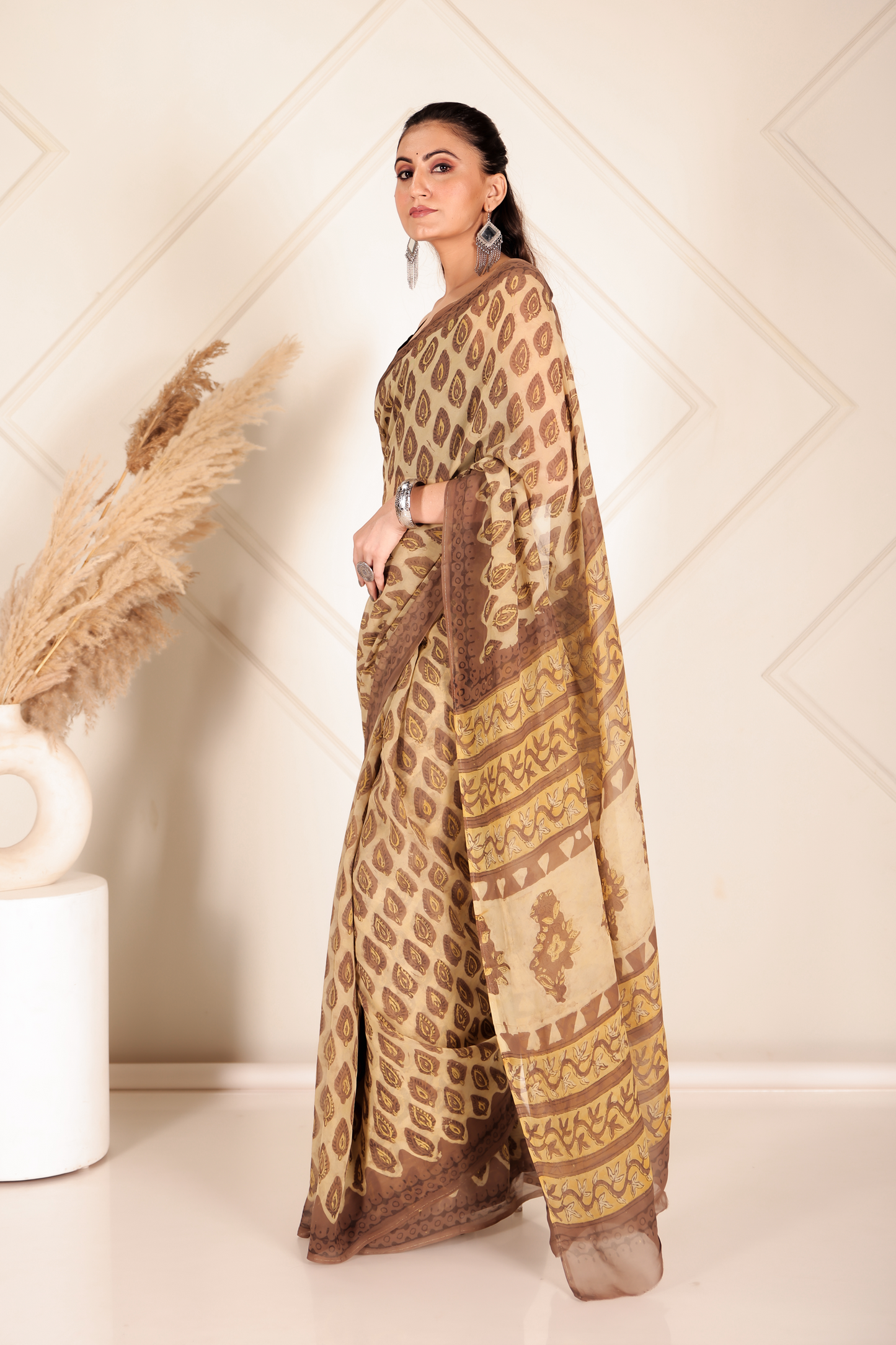 Premium Yellow Organza Saree