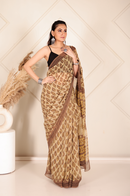 Premium Yellow Organza Saree