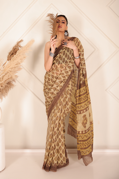 Premium Yellow Organza Saree