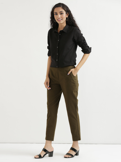 Dark Brown Cotton Pant