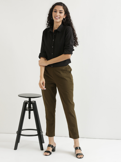 Dark Brown Cotton Pant